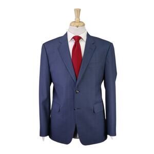 Custom Tailored Men's Suit Solid Light Blue Wool 2-Btn Suit Recent 40S